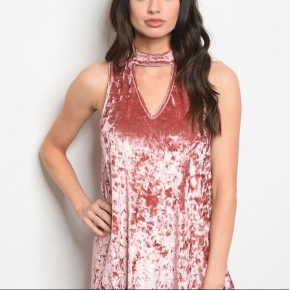 Mauve Velvet Cutout Dress - Picture 2 of 6